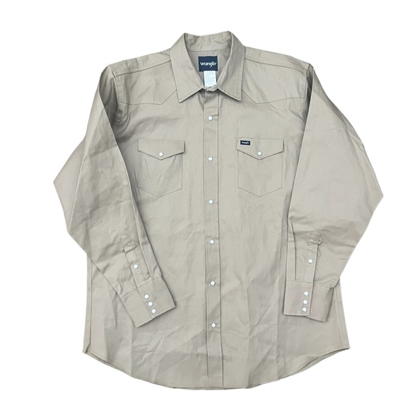 Vintage 90s - Wrangler Snap Down Thick Material Western Shirt Khaki Beige XXL - Picture 5 of 11